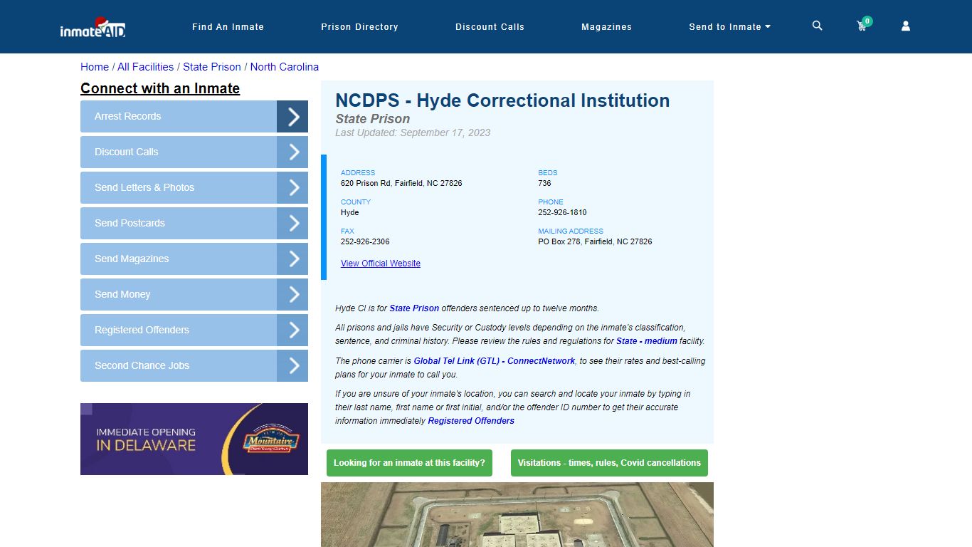 NCDPS - Hyde Correctional Institution & Inmate Search - Fairfield, NC