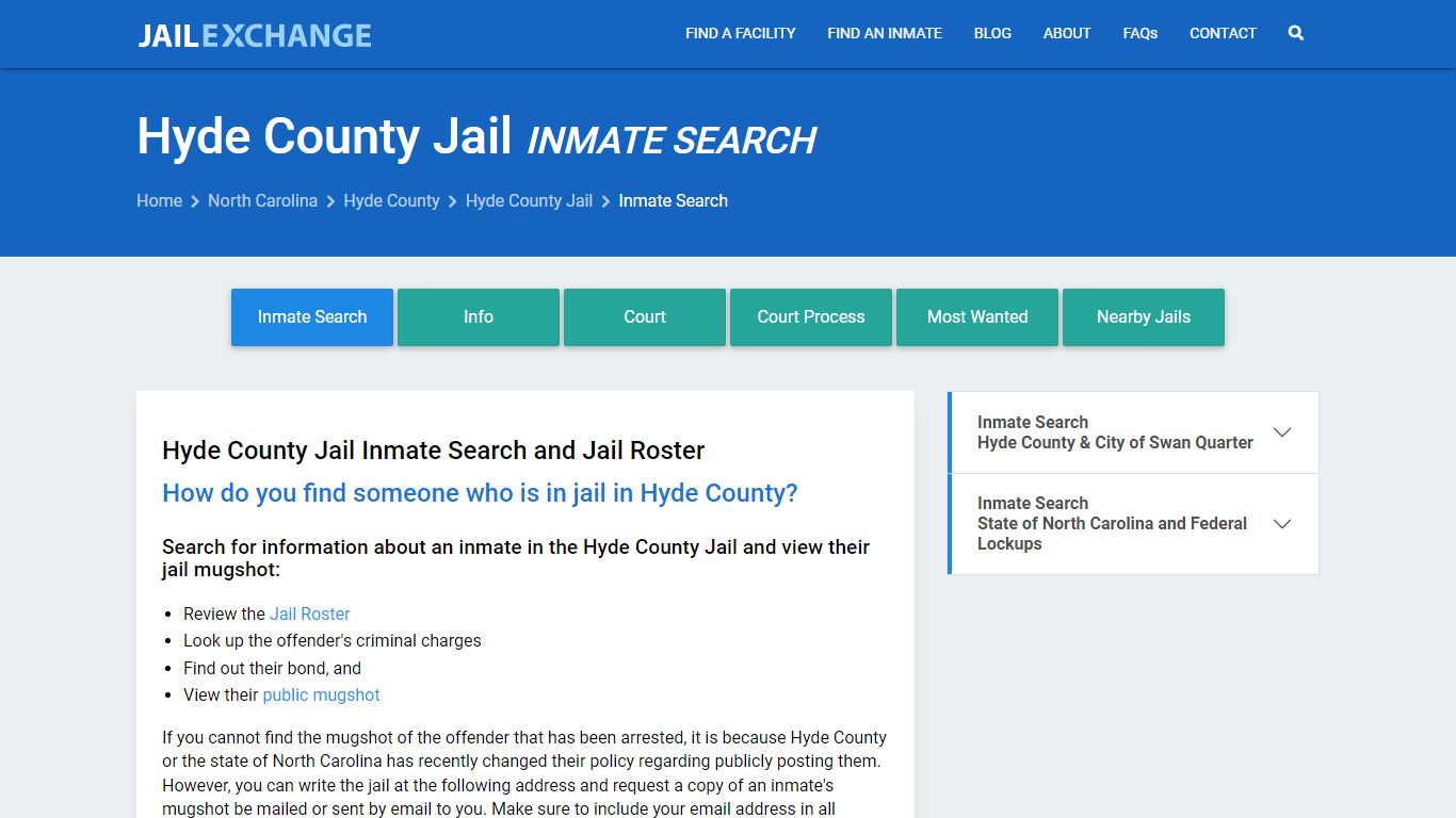 Inmate Search: Roster & Mugshots - Hyde County Jail, NC